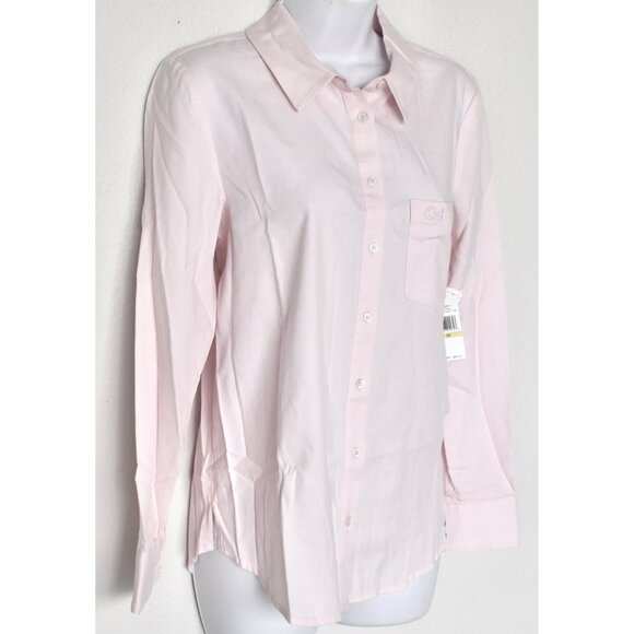 COURT & ROWE LOGO EMBROIDERED COTTON/MODAL CHAMBRAY PINK BUTTON-UP SHIRT. SIZE M - Picture 5 of 13